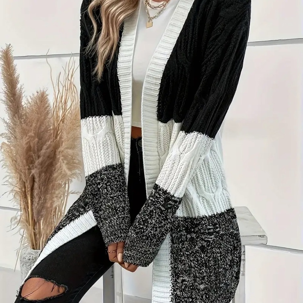 NWT Stylish Black and White Women's Sweater
